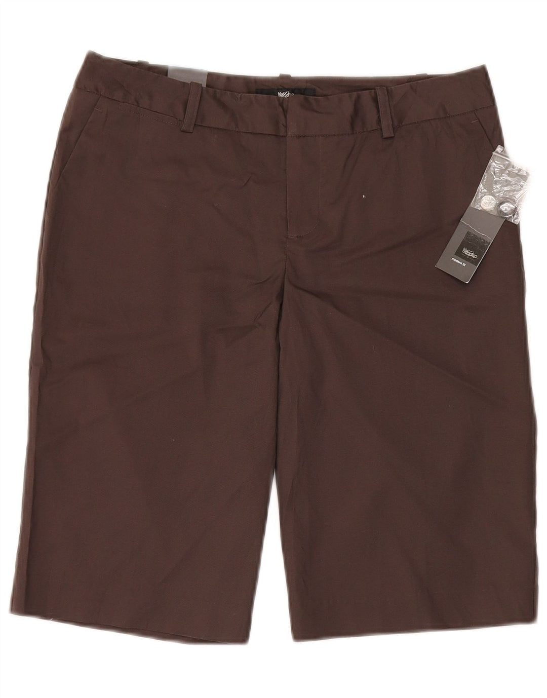 Mossimo Damen Stretch-Bermudashorts W32 Große braune Baumwolle