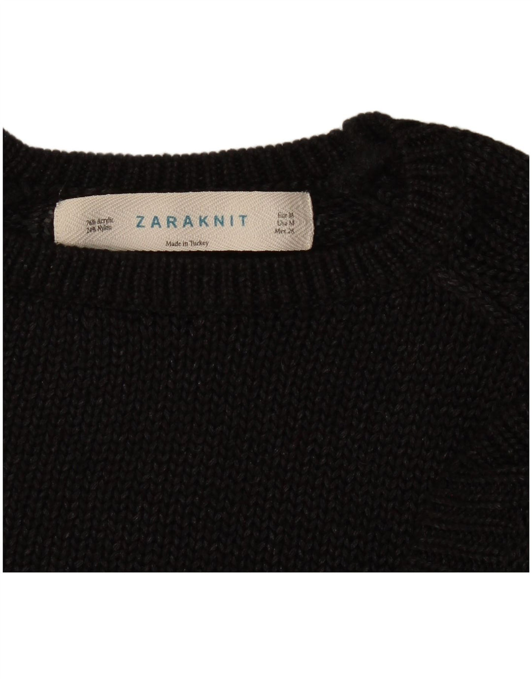 Zara Damen-Pullover mit Rundhalsausschnitt, Gr. 14, mittelschwarz