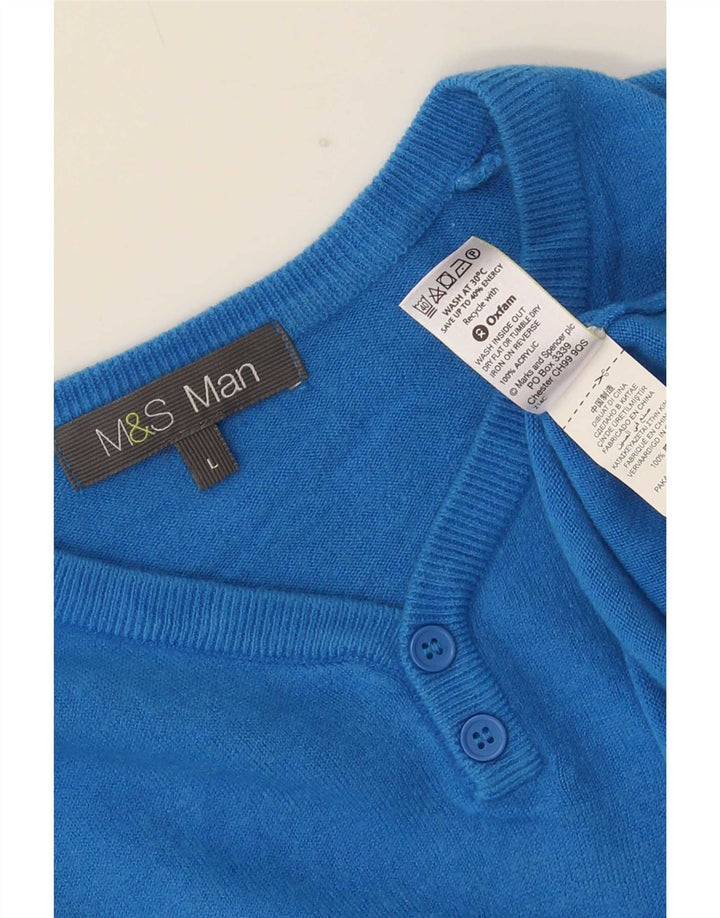Marks & Spencer Herren-Pullover mit V-Ausschnitt, groß, Acryl, Blau