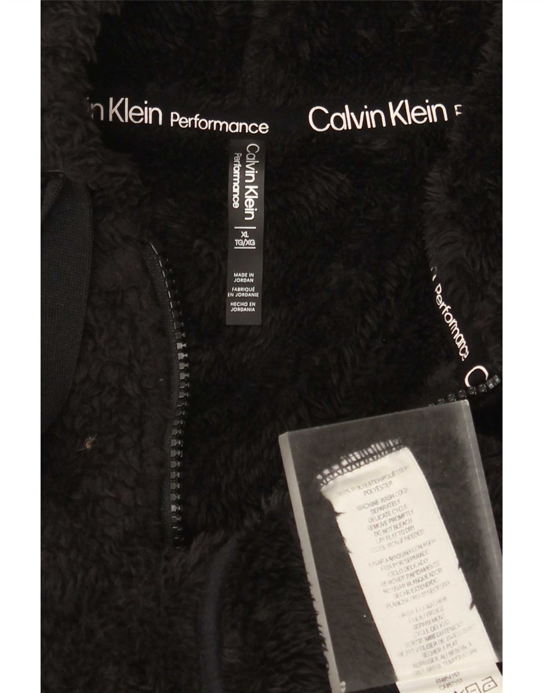 Calvin Klein Damen-Fleecejacke mit Kapuze, übergroß, UK 18, XL, Schwarz, Polyester