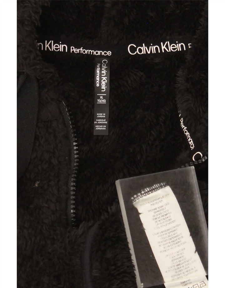 Calvin Klein Damen-Fleecejacke mit Kapuze, übergroß, UK 18, XL, Schwarz, Polyester