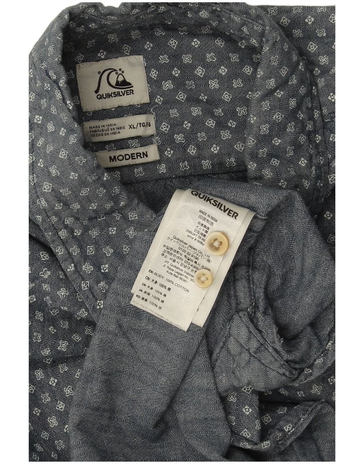 QUIKSILVER Modernes Herrenhemd XL aus marineblau gepunkteter Baumwolle
