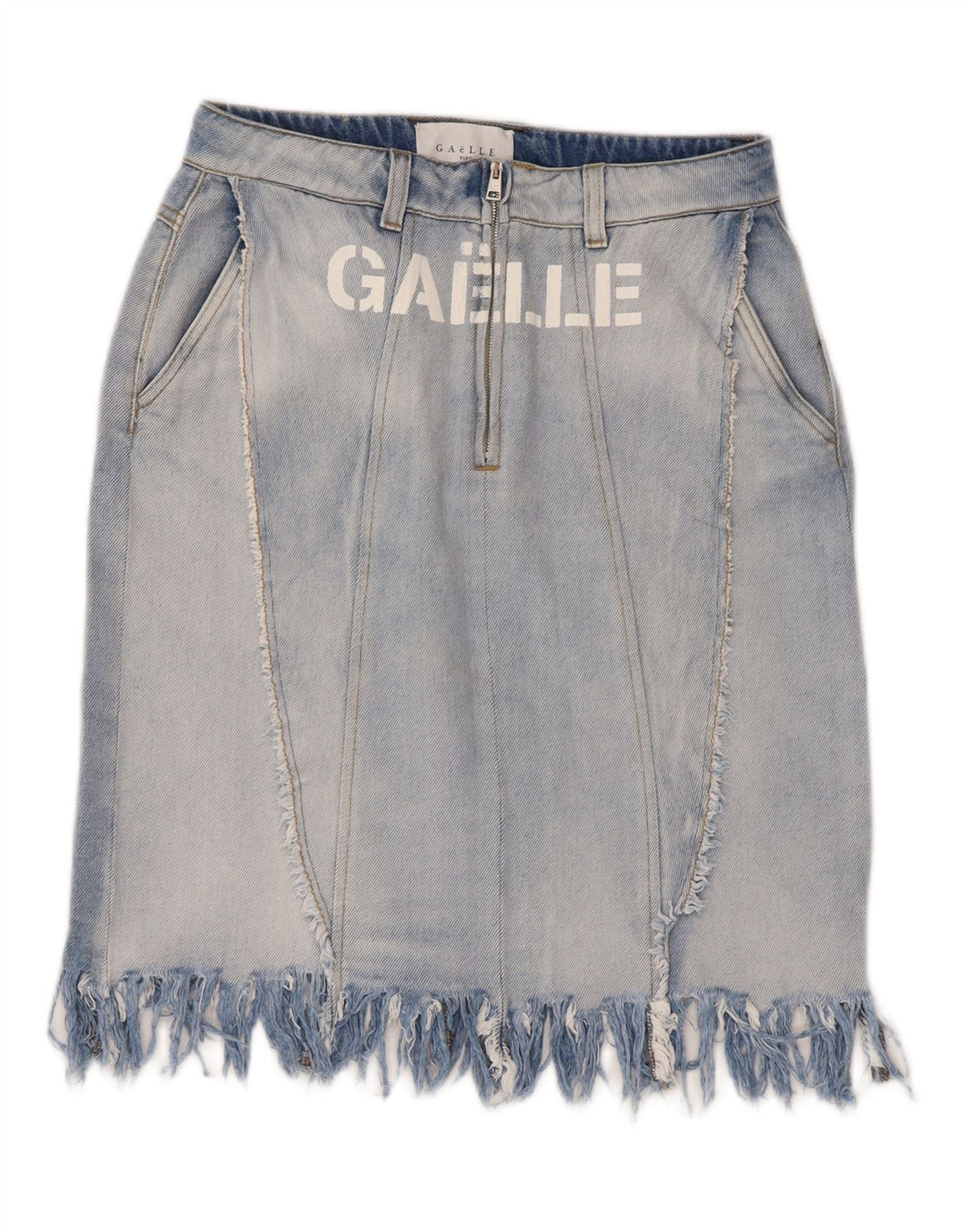 Gaelle Damen-Jeansrock mit Grafik, W27, Größe S, blau, Baumwolle