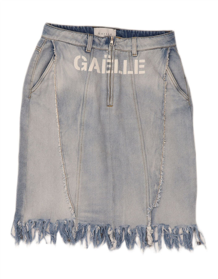 Gaelle Damen-Jeansrock mit Grafik, W27, Größe S, blau, Baumwolle