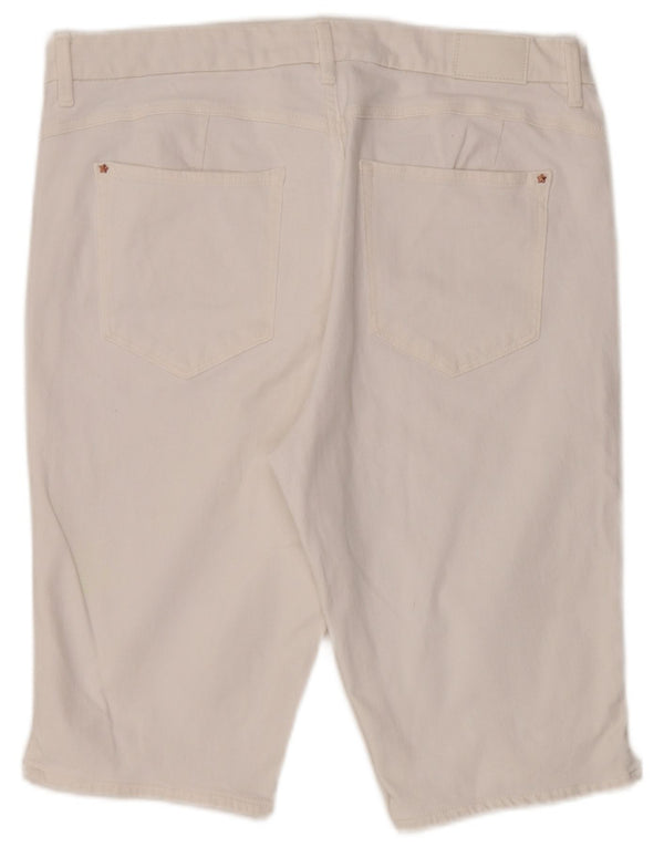 Marks & Spencer Damen-Jeansshorts mit hoher Taille, UK 18, XL, W36, weiße Baumwolle
