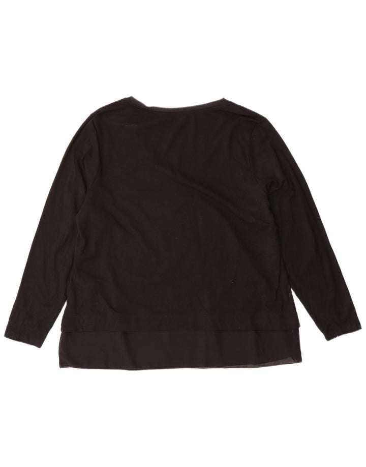 Fiorella Rubino Womens Graphic Top Langarm UK 14 Mittelschwarze Baumwolle