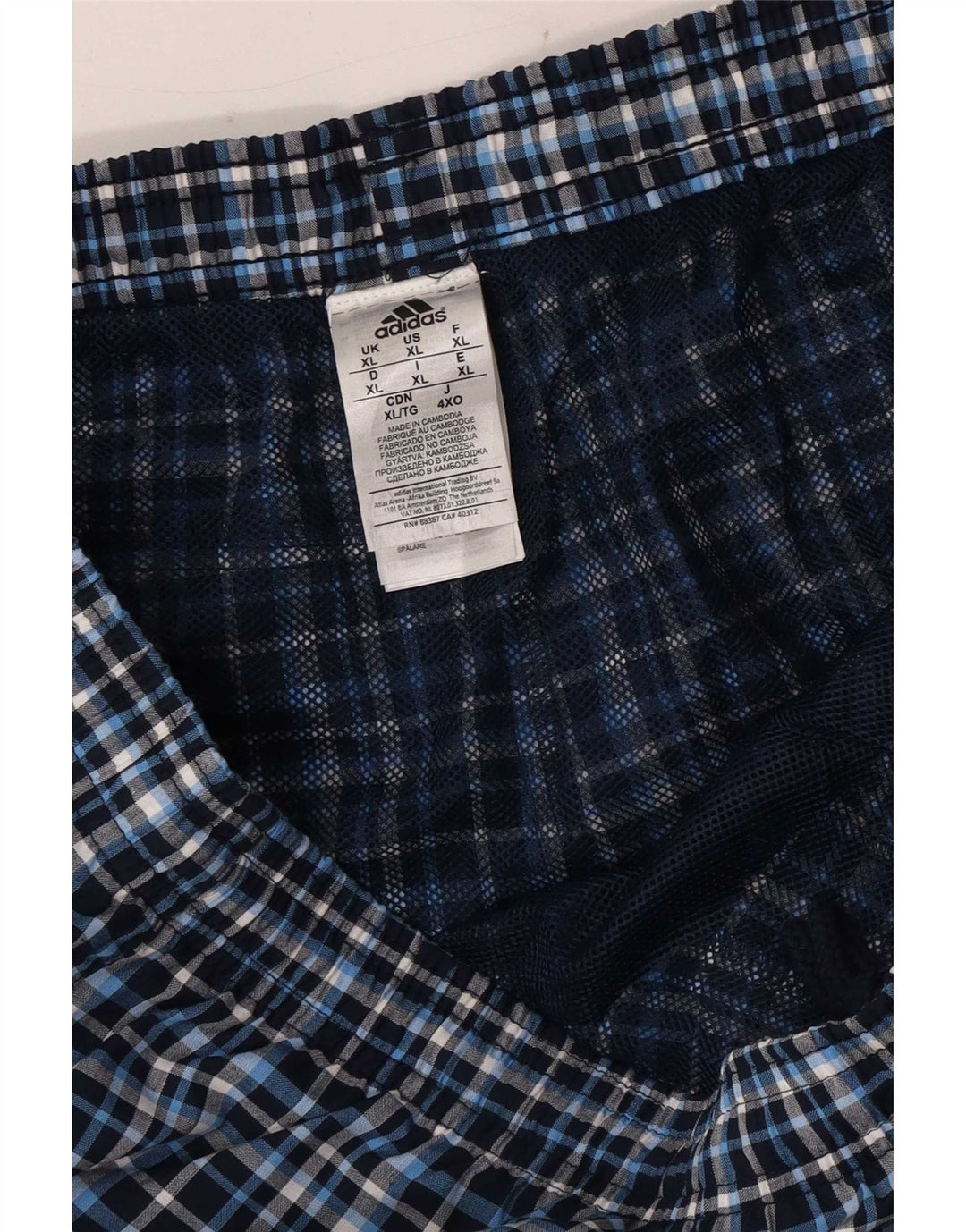 Adidas Herren Badeshorts XL Blau kariert Polyester