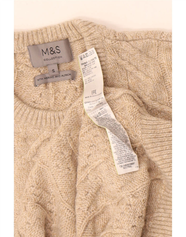 Marks & Spencer Herren-Pullover mit Rundhalsausschnitt, Größe S, Beige, Polyamid