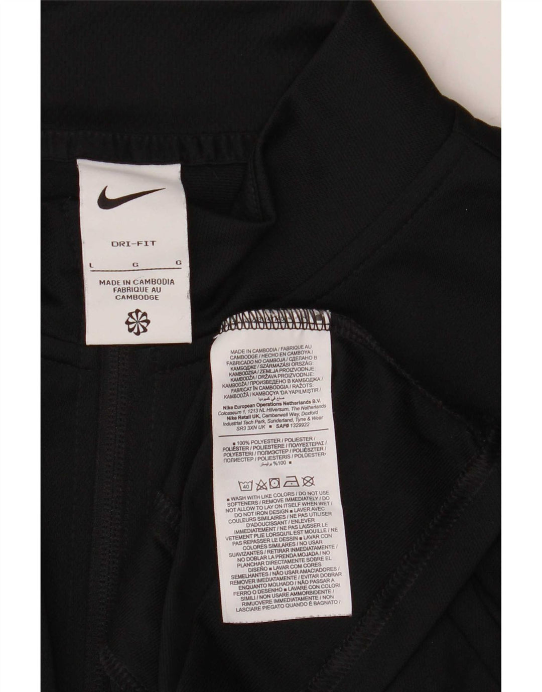 Nike Herren-Trainingsanzug-Oberteil, große Jacke aus schwarzem Polyester