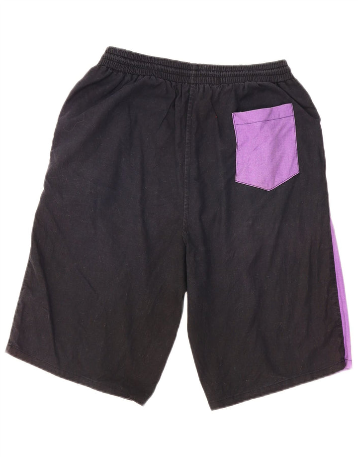 VINTAGE Mens Graphic Sport Shorts Medium  Black Colourblock Cotton Vintage Vintage and Second-Hand Vintage from Messina Hembry 
