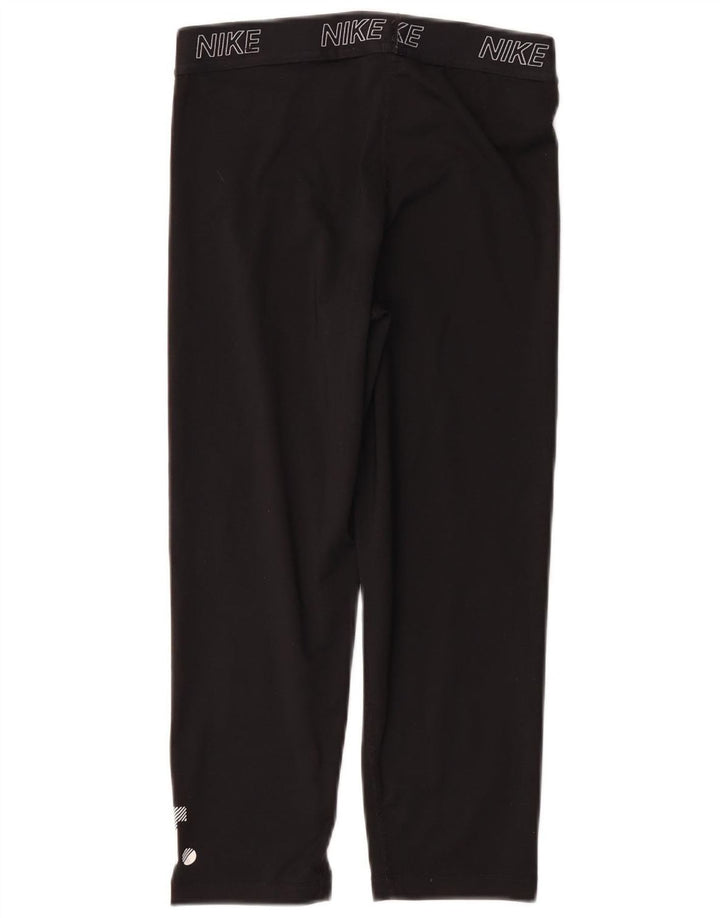 NIKE Womens Graphic Capri Tracksuit Trousers UK 8 Small  Black Polyester