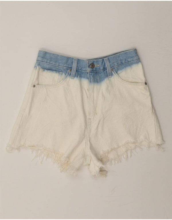 Levi's Damen-Jeansshorts mit hoher Taille, W27, Größe S, weiße Colourblock-Baumwolle