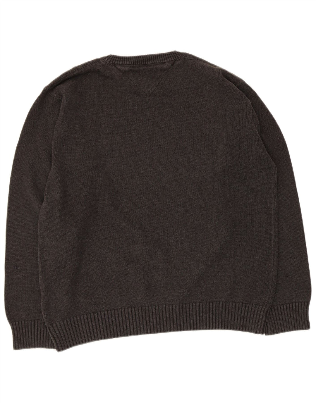 Tommy Hilfiger Herren-Pullover mit Rundhalsausschnitt, groß, graue Baumwolle