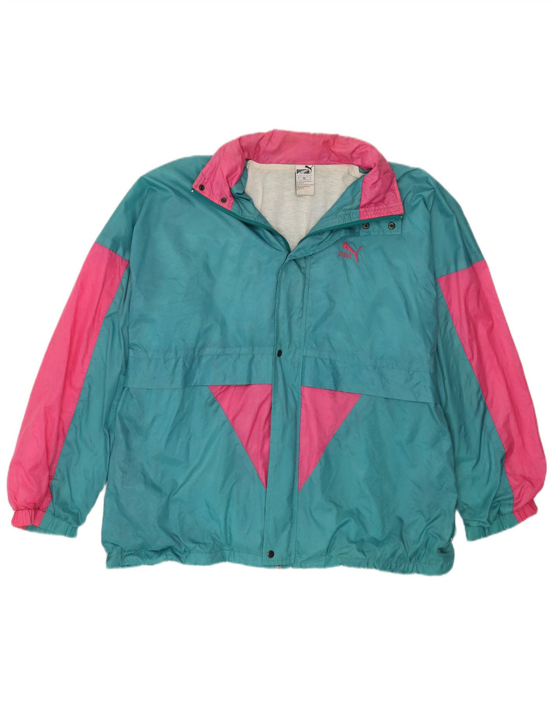 PUMA Herren-Regenjacke mit Kapuze, UK 42, XL, blaues Colourblock-Nylon