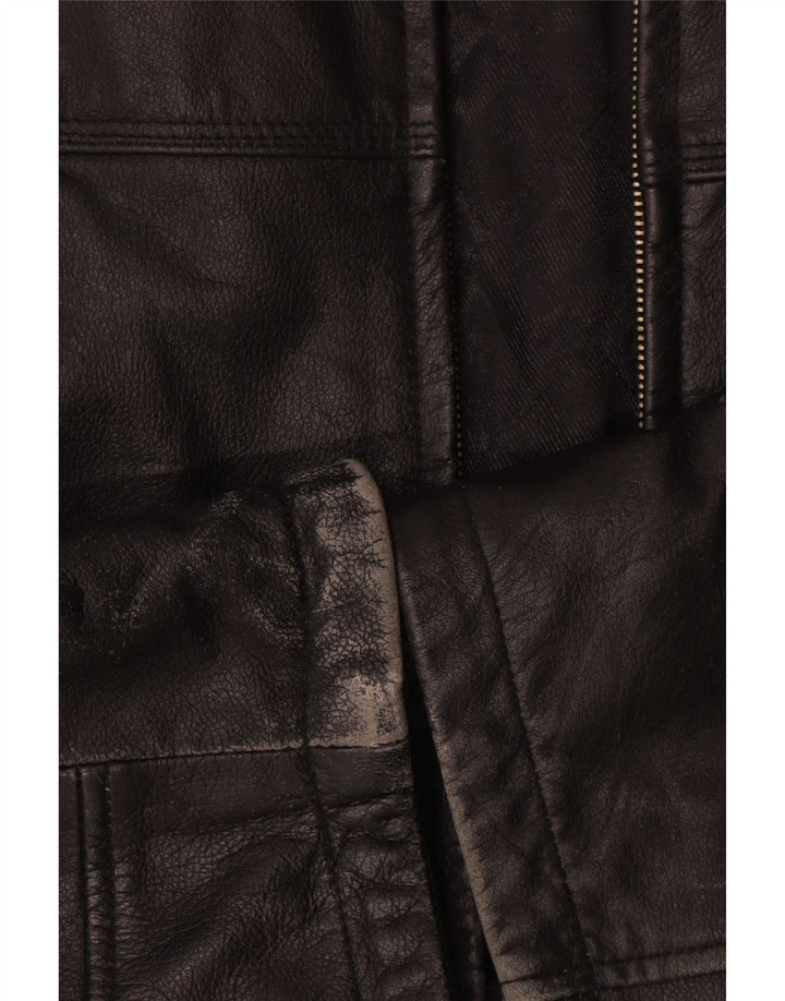 Vintage Herren Lederjacke IT 54 XL Schwarz
