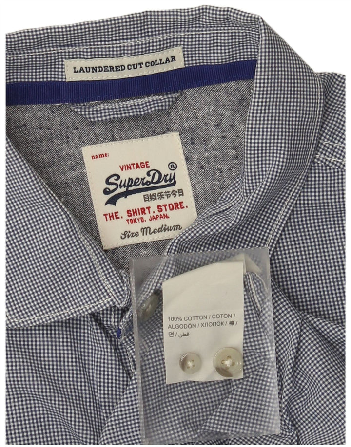 Superdry Herrenhemd aus mittelblau karierter Baumwolle