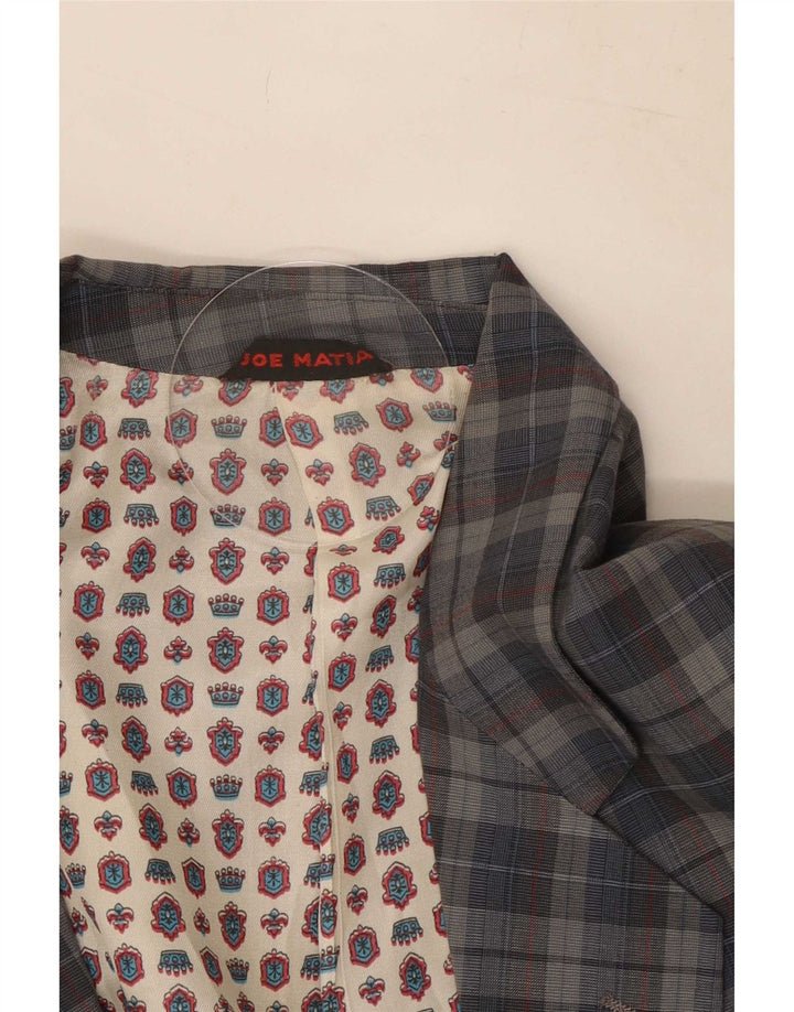Vintage Herren-Blazer mit 2 Knöpfen, UK 40, groß, grau kariert, Baumwolle