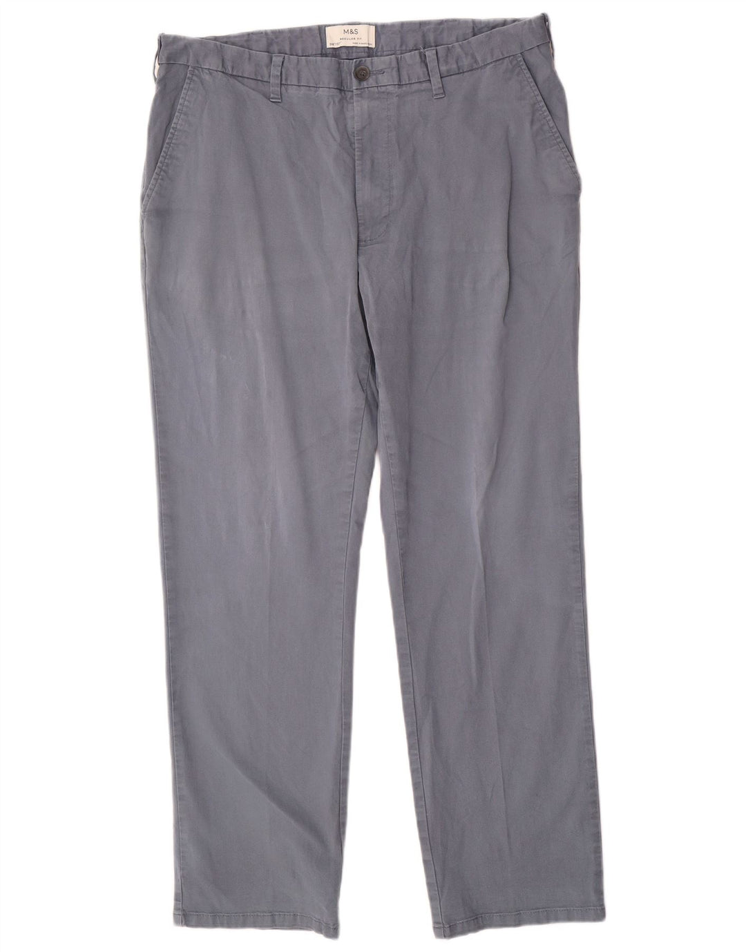 Marks & Spencer Herren-Chinohose mit normaler Passform, W38 L31, blaue Baumwolle