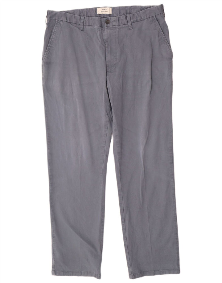 Marks & Spencer Herren-Chinohose mit normaler Passform, W38 L31, blaue Baumwolle