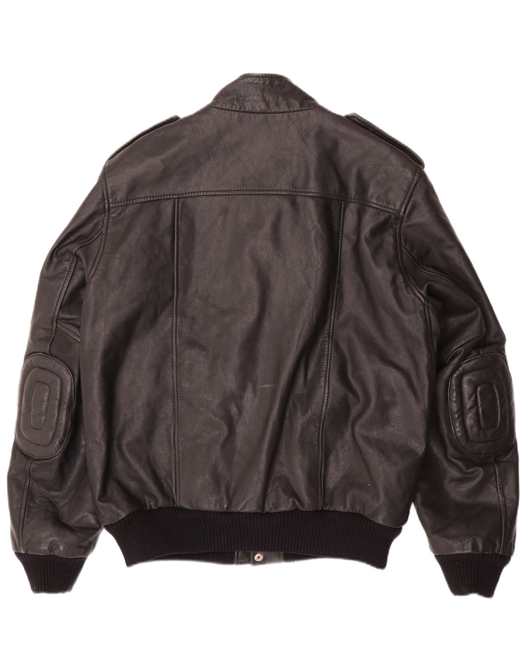 VINTAGE Herren Militärlederjacke IT 54 2XL Schwarzes Leder