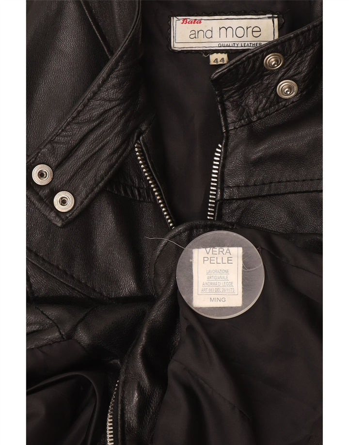 Bata and More Damen Lederjacke IT 44 Mittelschwarzes Leder