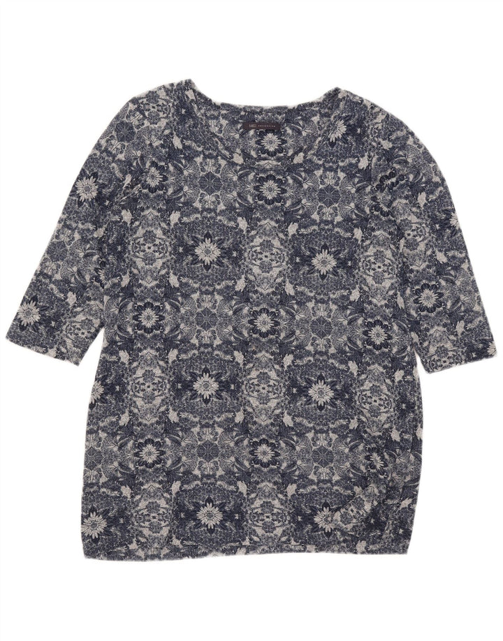 Marks & Spencer Damen-Top, 3/4-Ärmel, UK-Größe 16, Größe L, blau, geblümt, Polyester