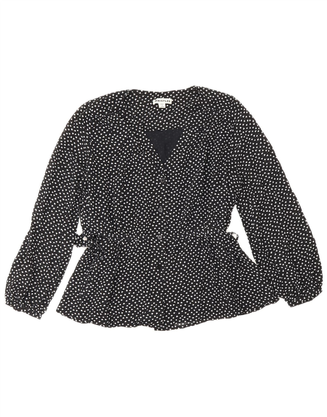 Whistles Damen-Hemdbluse, UK 10, kleines, schwarz geflecktes Polyester-Herz