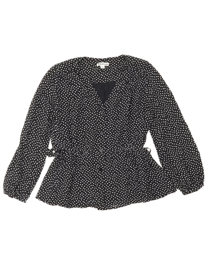 Whistles Damen-Hemdbluse, UK 10, kleines, schwarz geflecktes Polyester-Herz