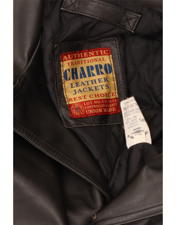 Charro Herren Ledermantel UK 42 XL Schwarzes Leder