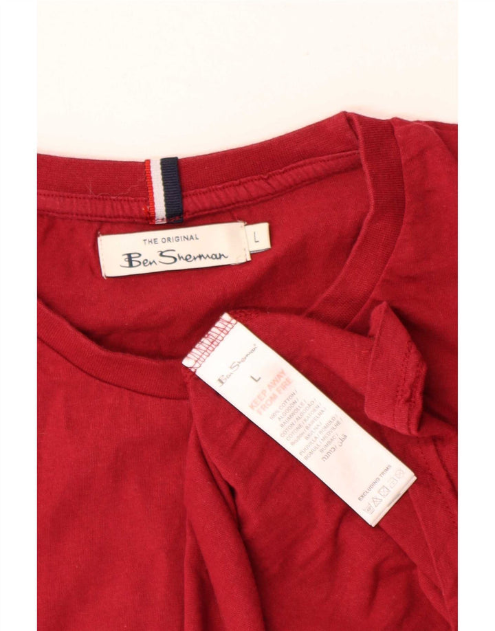 Ben Sherman Herren T-Shirt Top Große rote Baumwolle