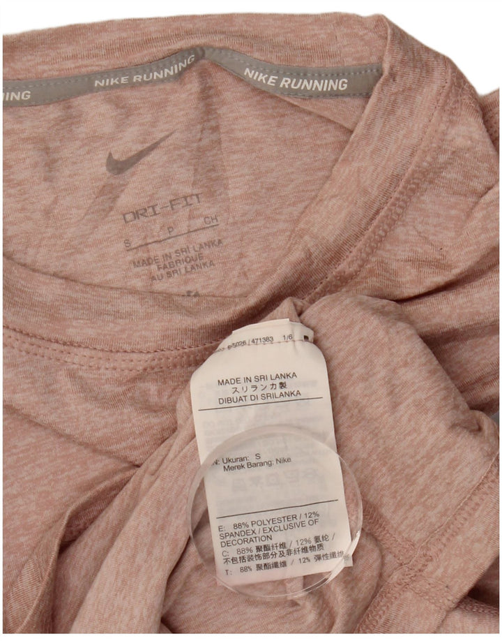 Nike Damen-Laufoberteil, langärmlig, UK 10, klein, rosa geflecktes Polyester
