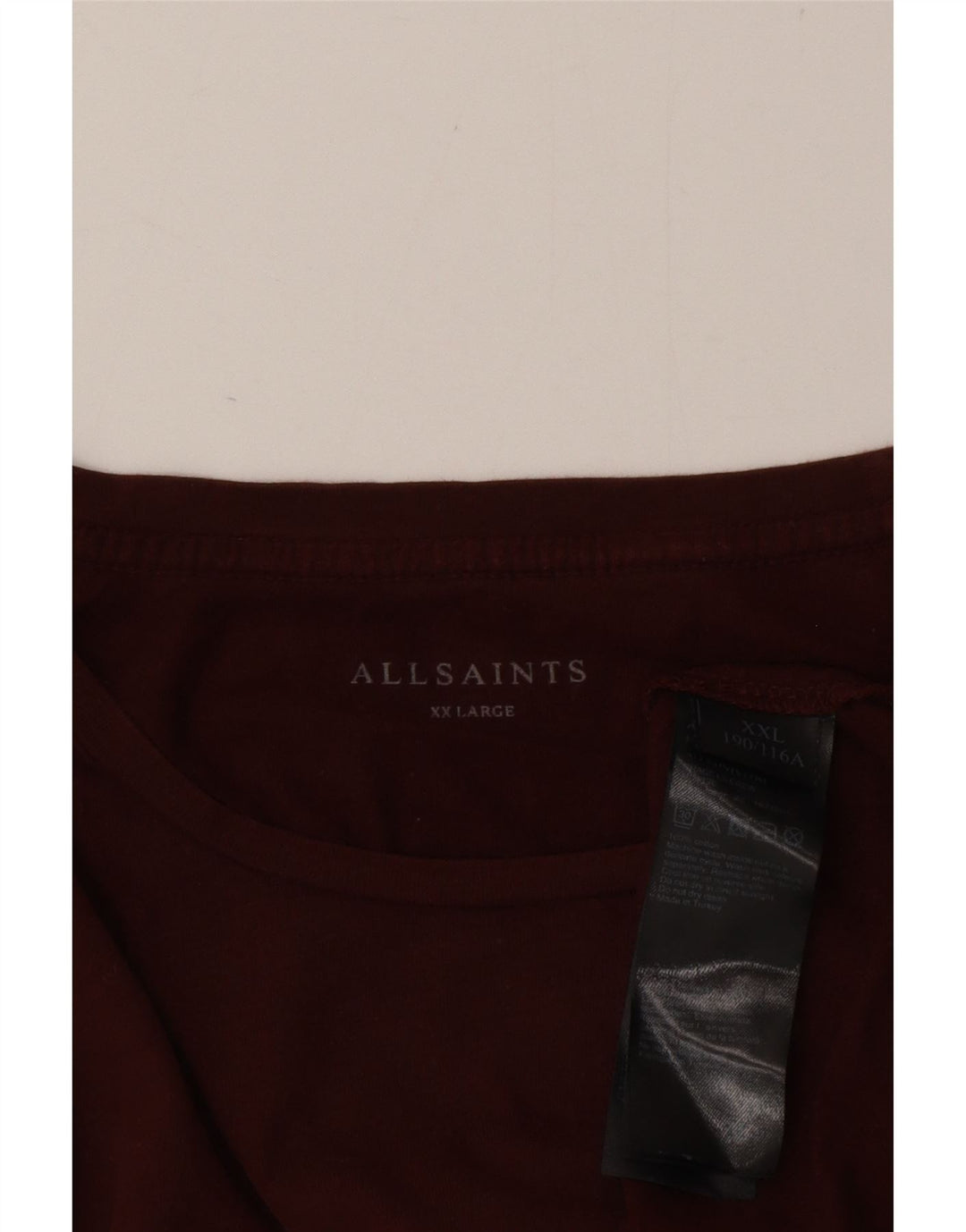 All Saints Herren-Top, langärmelig, 2XL, braune Baumwolle