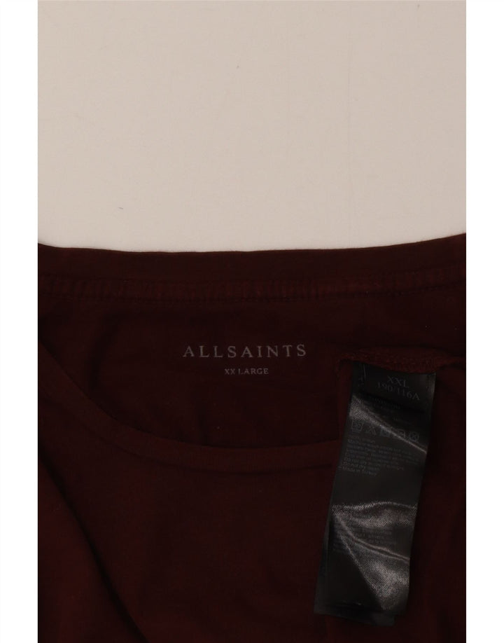 All Saints Herren-Top, langärmelig, 2XL, braune Baumwolle