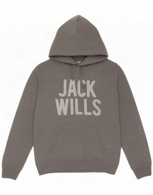 Jack Wills Womens Graphic Classic Hoodie Jumper UK 10 Small Grey