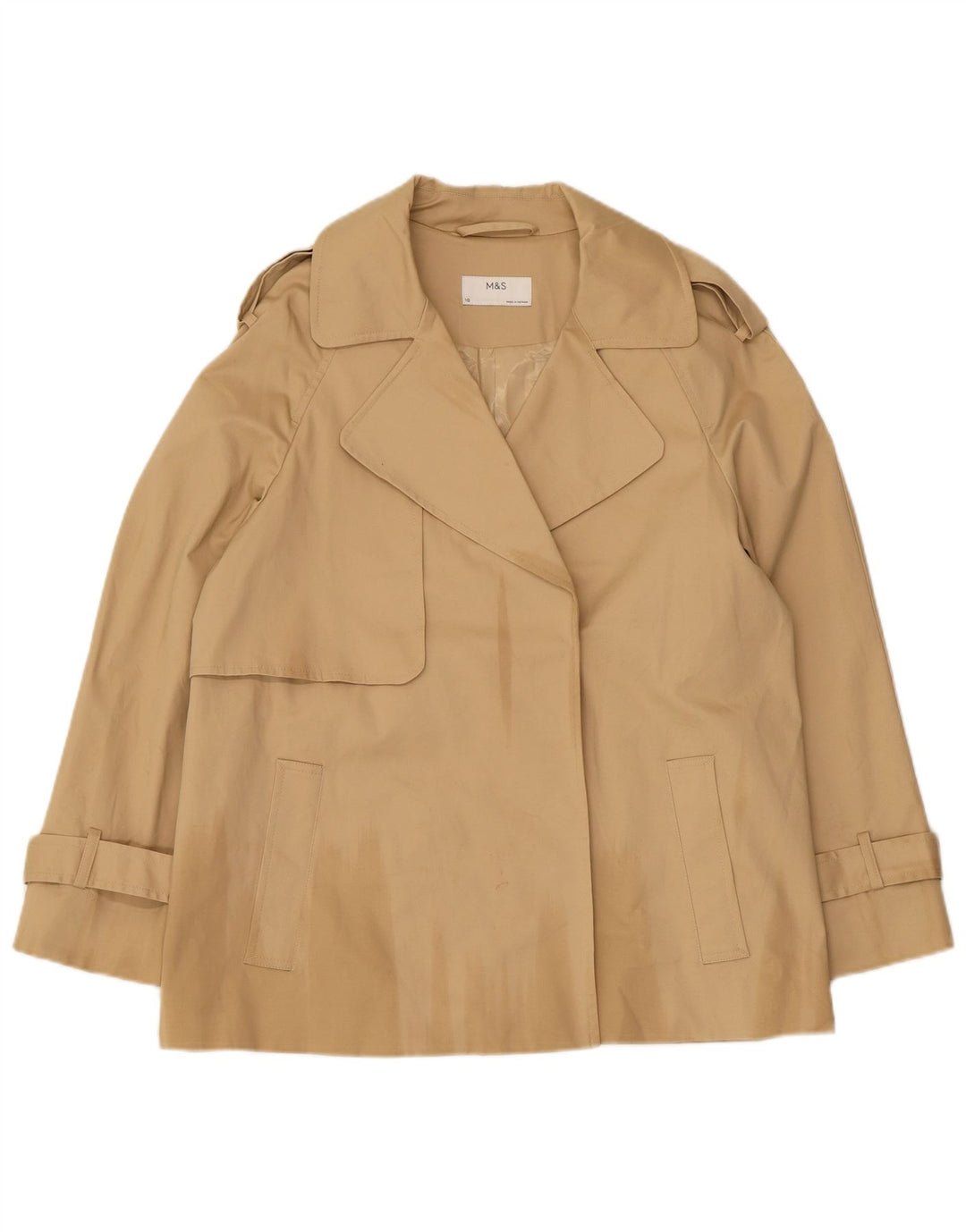 Marks & Spencer Herren Trenchcoat UK 10 Small Beige Baumwolle