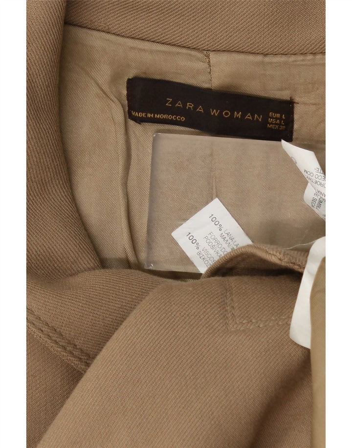 Zara Damen Mantel UK 14 Large Beige Wolle