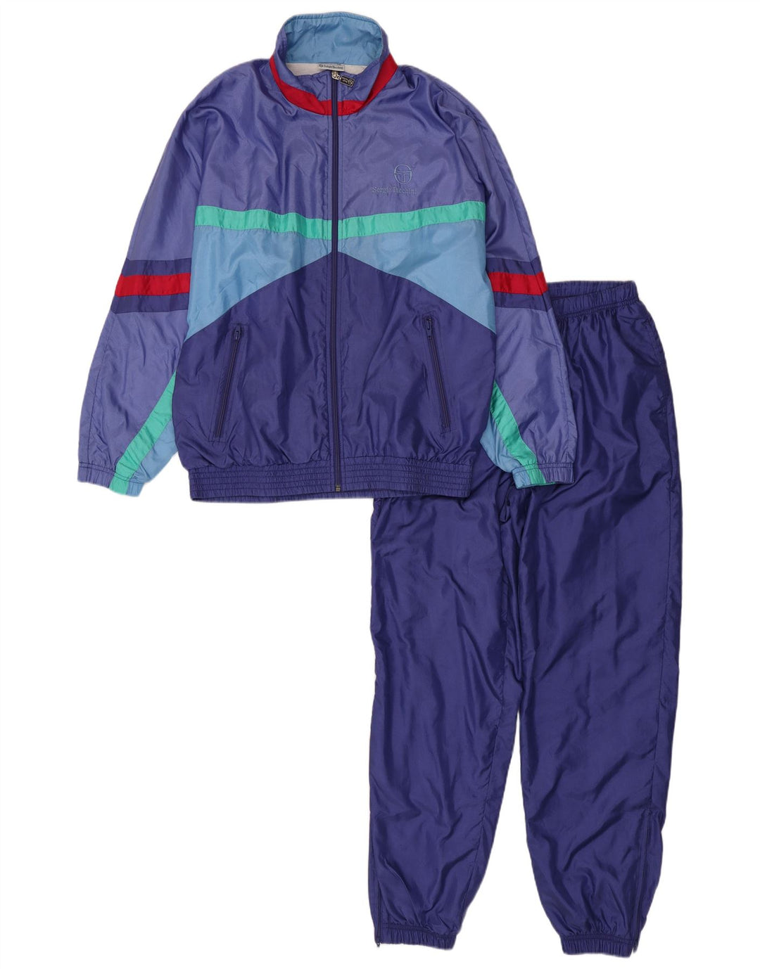 Sergio Tacchini Herren-Trainingsanzug, IT 46, Größe S, blau, Colourblock-Polyamid