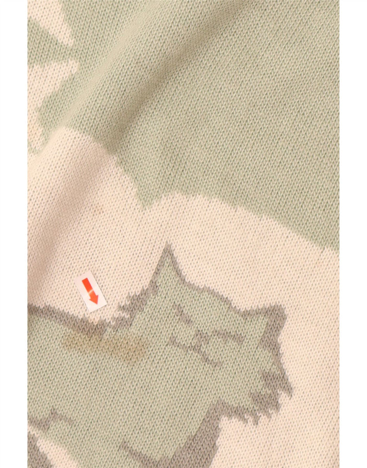 VINTAGE Damen Rollkragenpullover Pullover UK 16 Großer grüner Tierdruck