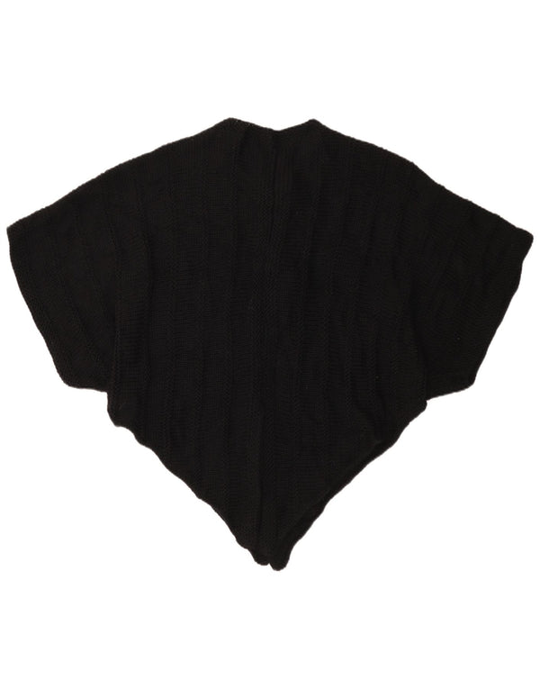 Vintage Asymmetrischer Poncho-Pullover für Damen, Einheitsgröße, Schwarz