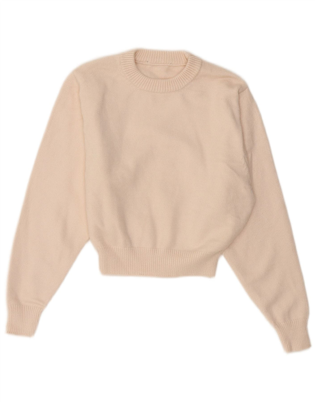 Vintage Damen Crop Crew Neck Pullover Pullover UK 14 Medium Off White