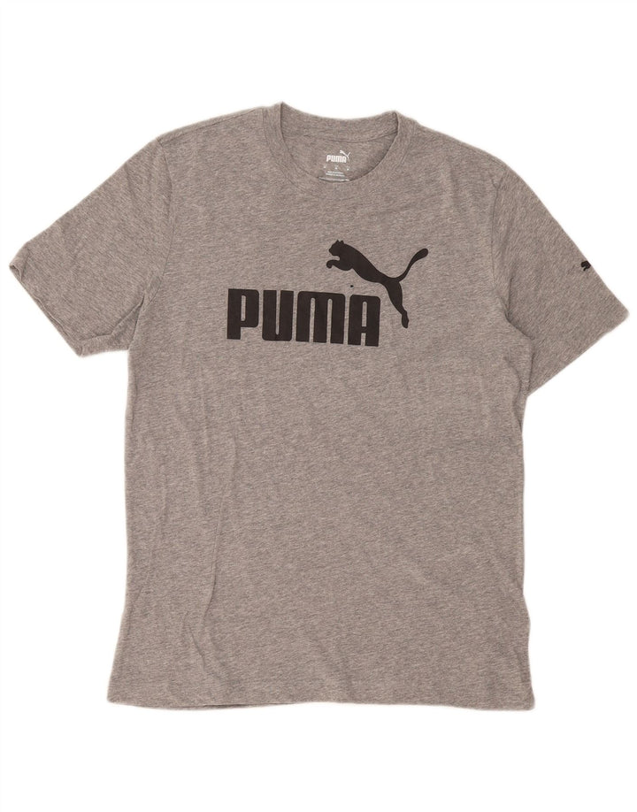 Puma Herren Grafik-T-Shirt-Oberteil aus mittelgrauer Baumwolle
