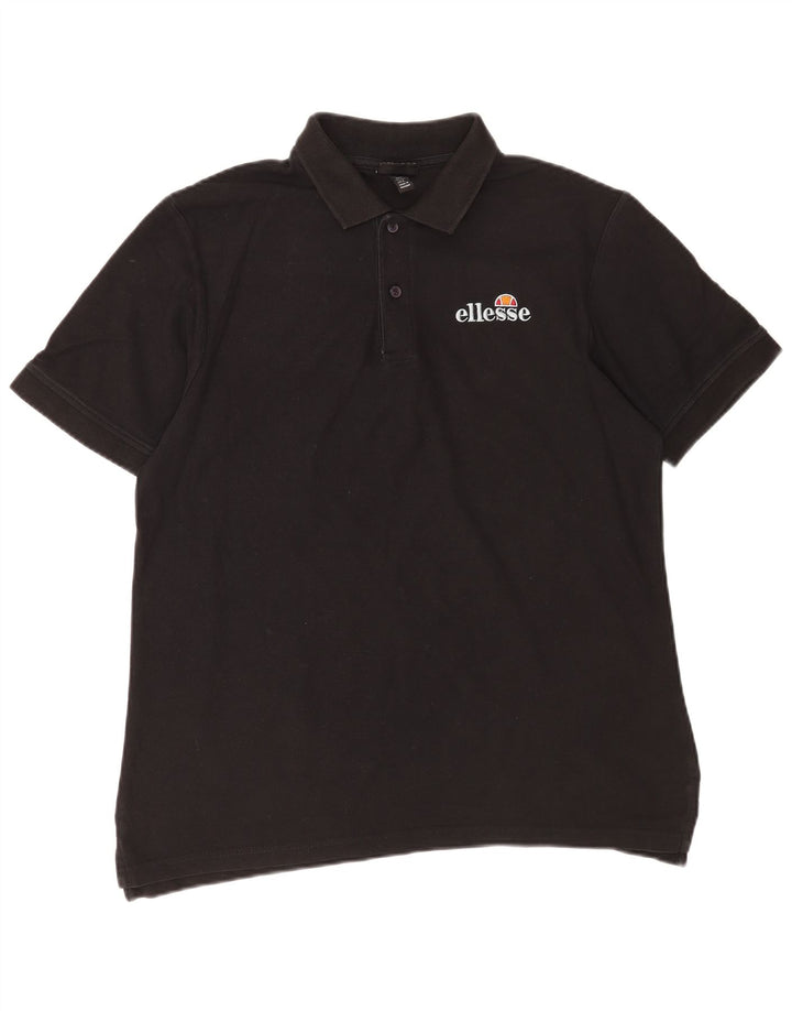 Ellesse Herren-Poloshirt, groß, schwarze Baumwolle