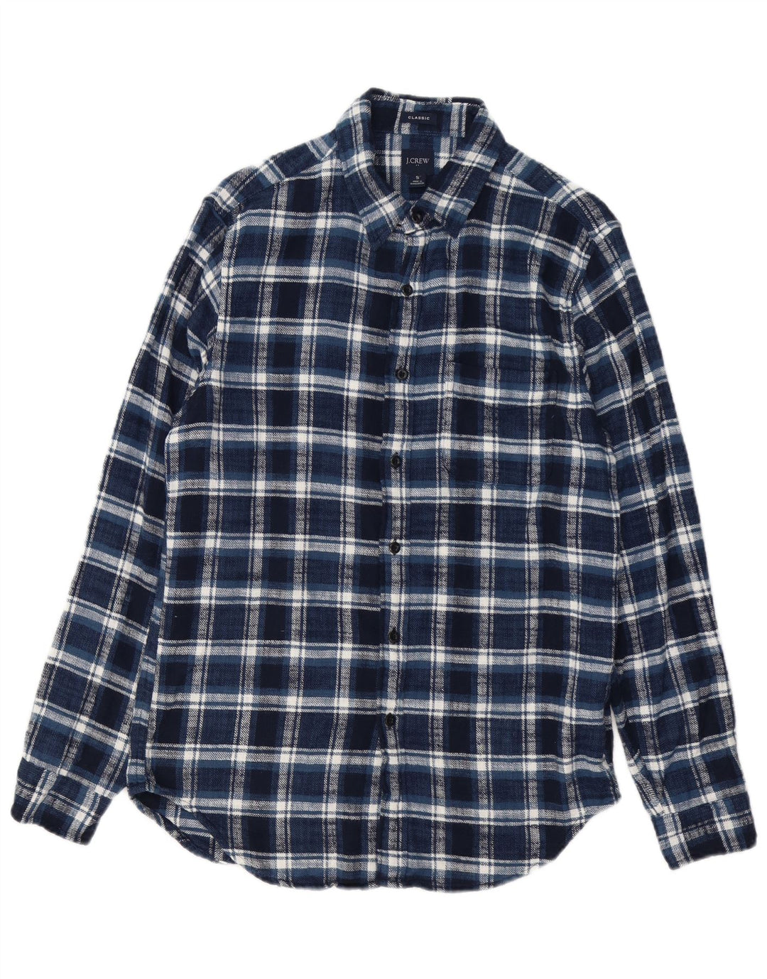 J. Crew Herren-Flanellhemd mit klassischer Passform, klein, marineblau, kariert, Baumwolle