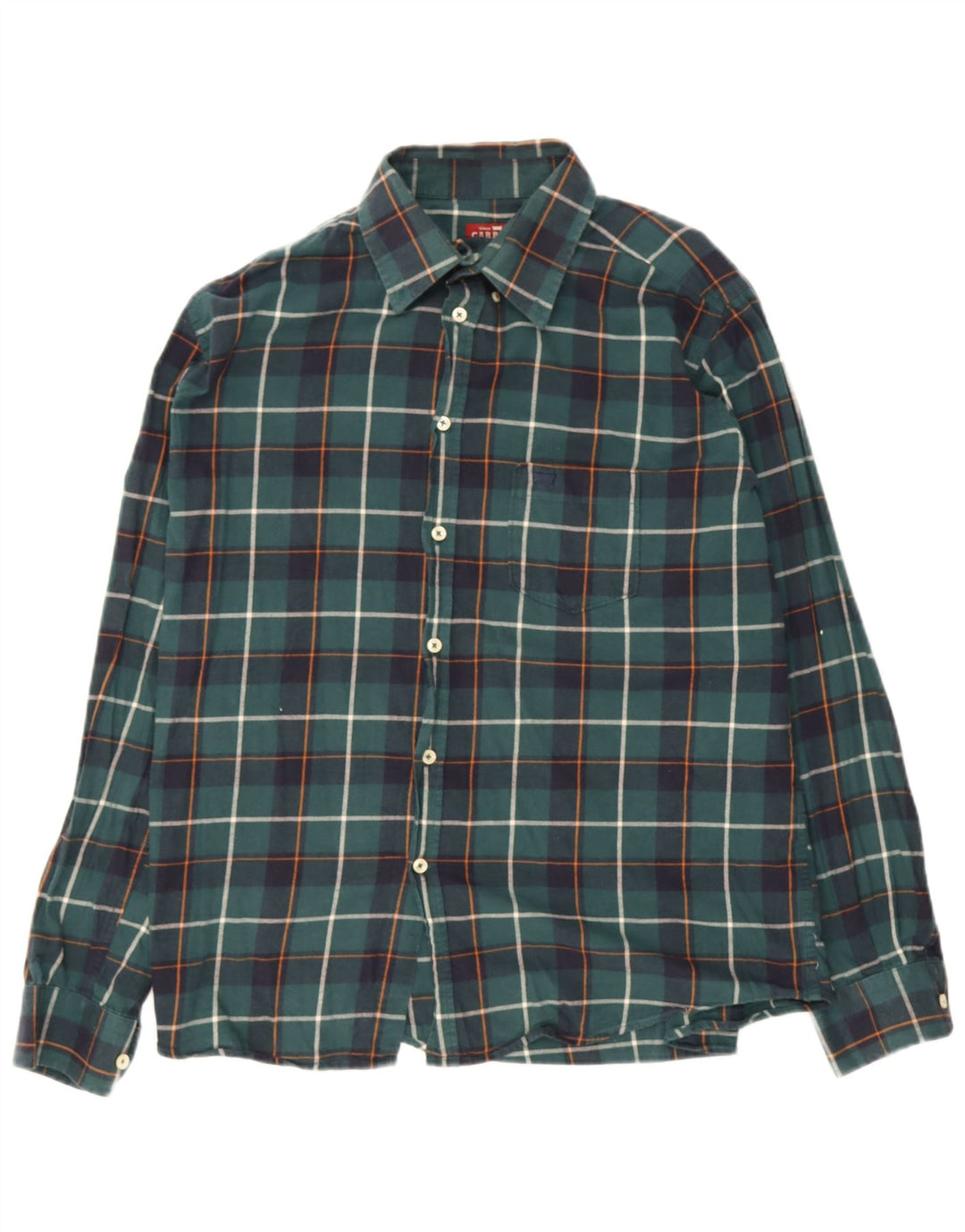 Carrera Herren-Flanellhemd mit normaler Passform, XL, grün kariert, Baumwolle