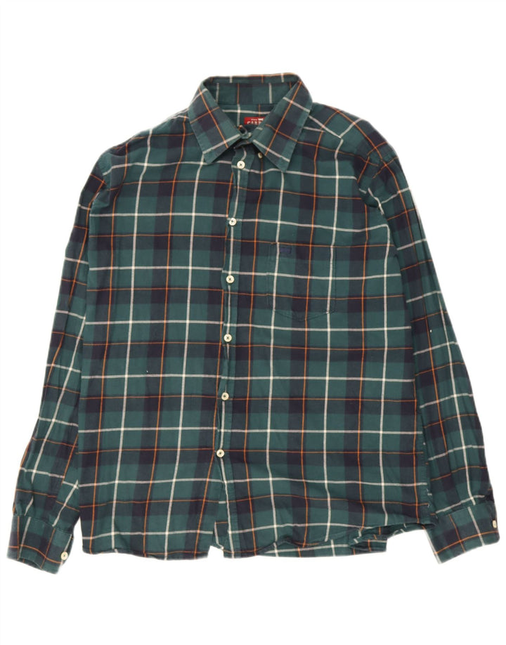 Carrera Herren-Flanellhemd mit normaler Passform, XL, grün kariert, Baumwolle