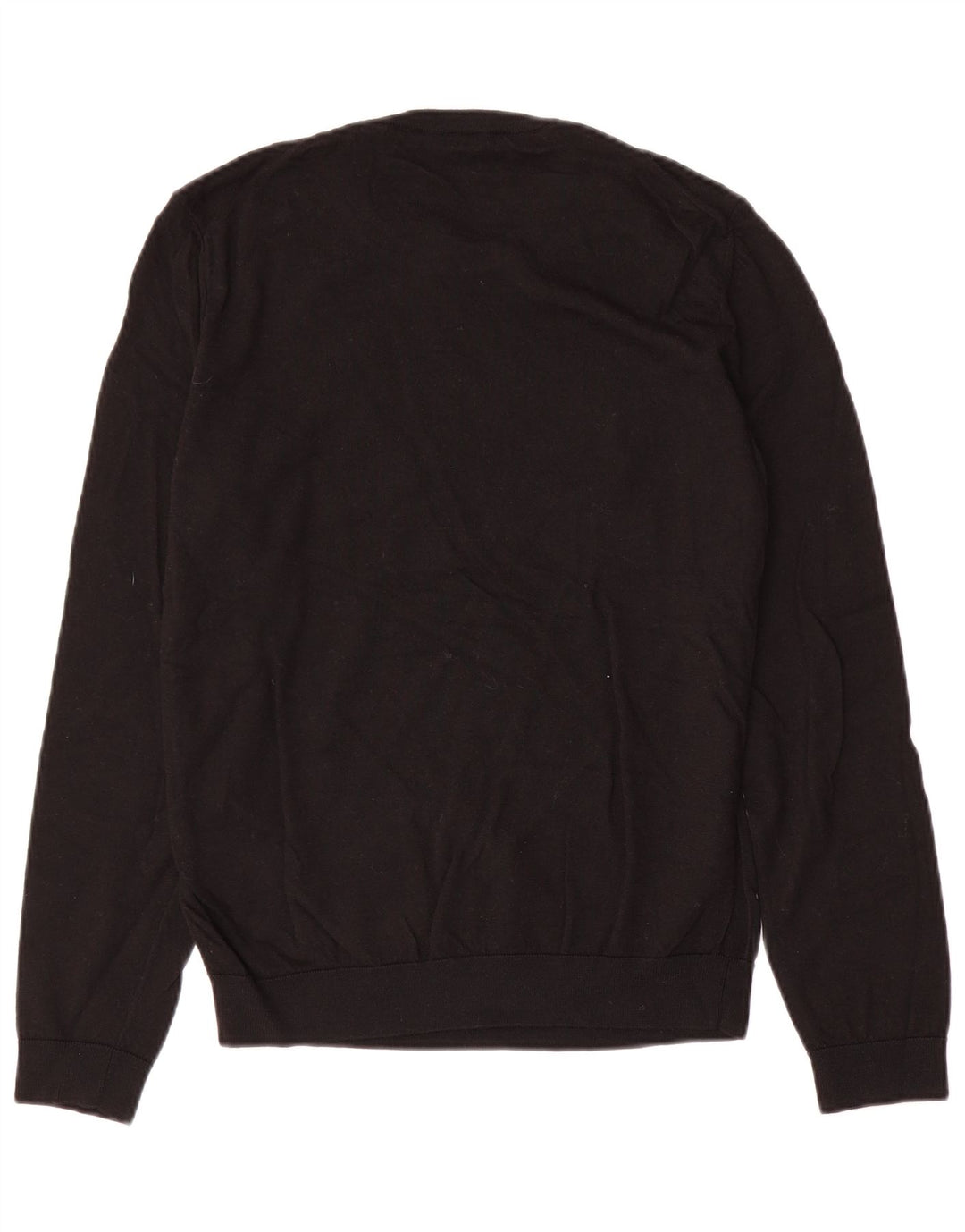 Hugo Boss Herren-Pullover mit Rundhalsausschnitt, mittelschwarze Wolle