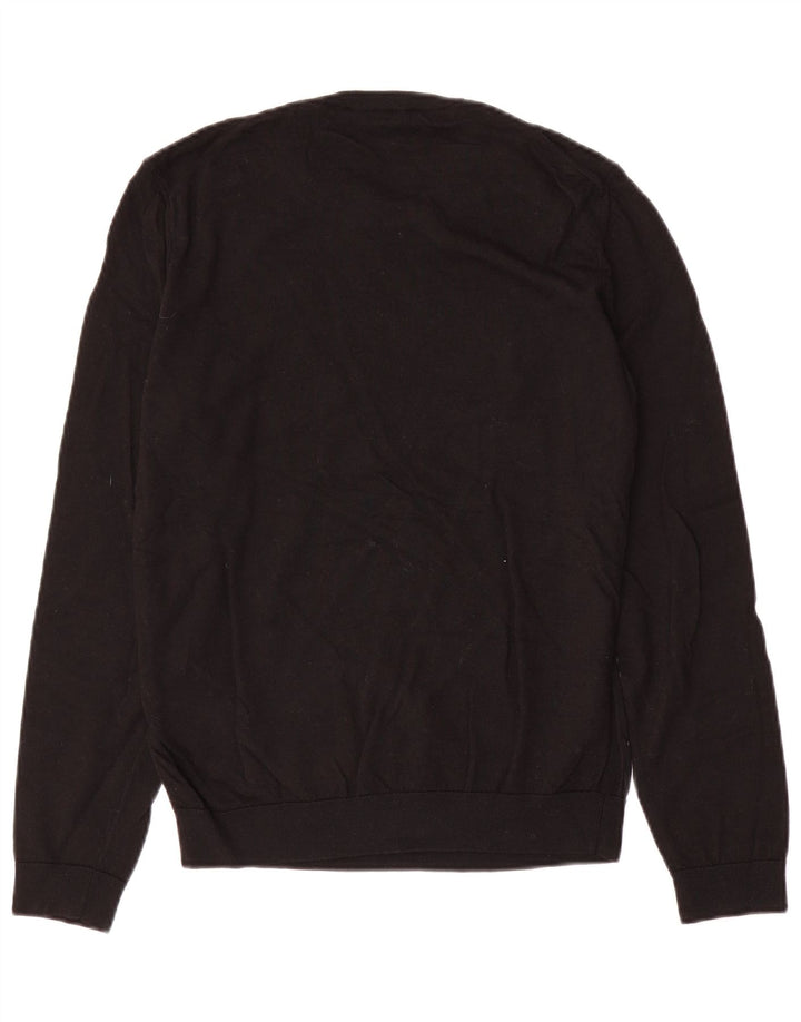 Hugo Boss Herren-Pullover mit Rundhalsausschnitt, mittelschwarze Wolle