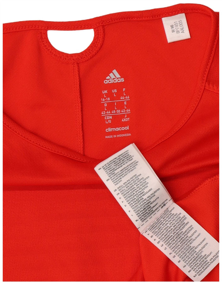 Adidas Damen Climacool T-Shirt Top UK 16/18 Large Orange Polyester