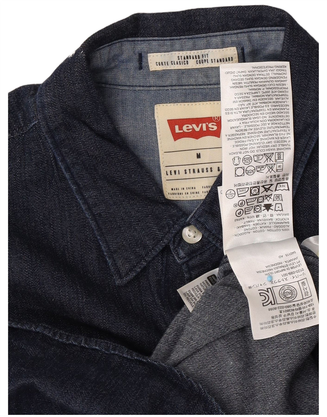 Levi's Herren-Jeanshemd mit Standard-Passform, mittelmarineblaue Baumwolle