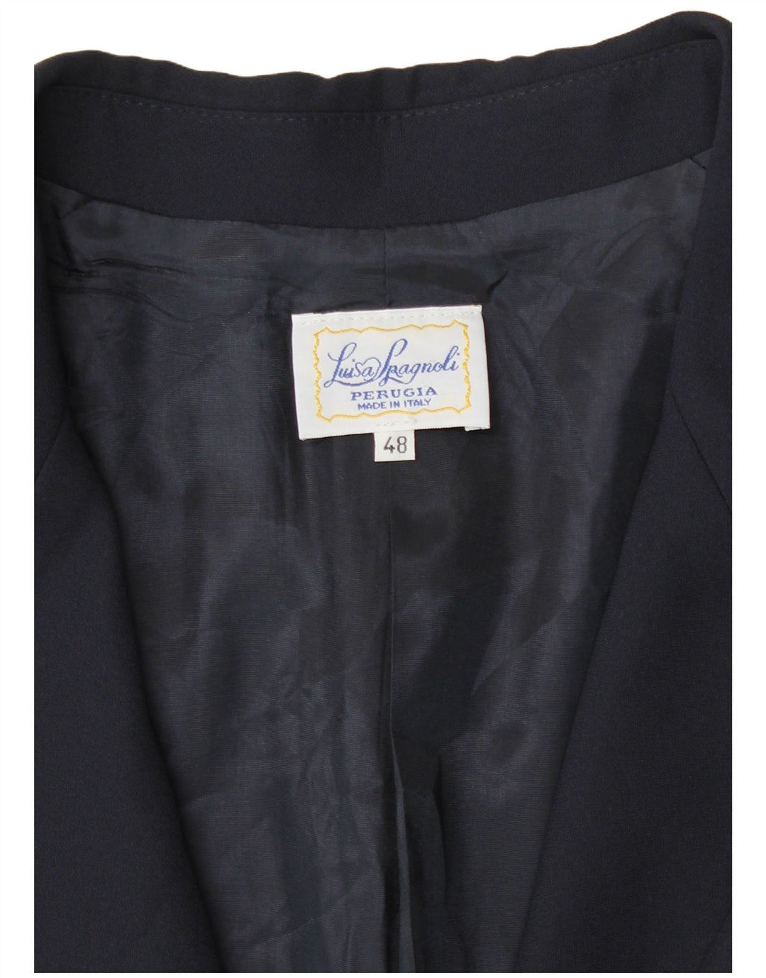 Luisa Spagnoli Damen 1-Knopf-Blazerjacke IT 48 XL Marineblaues Acetat